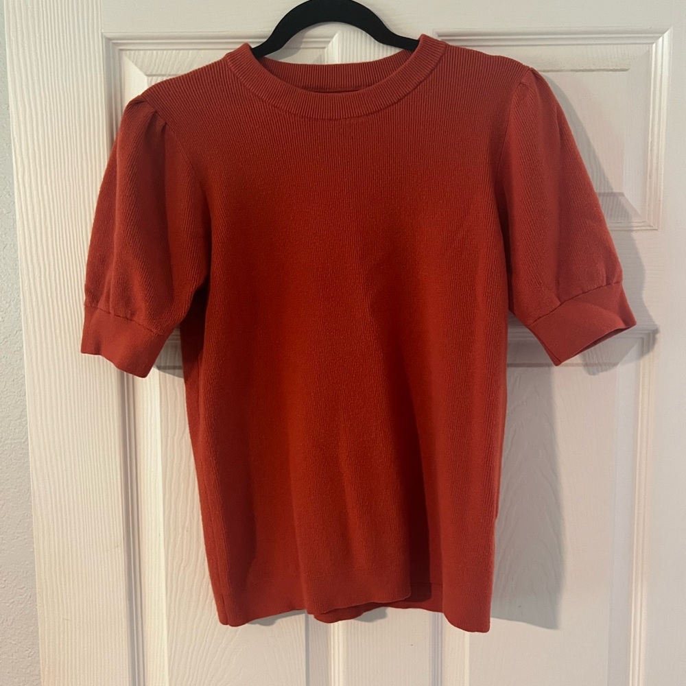 Brick Red Short Sleeve Knit Top